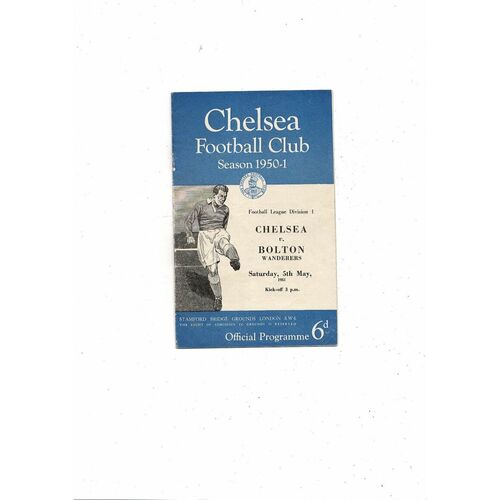 1950/51 Chelsea v Bolton Wanderers Football Programme