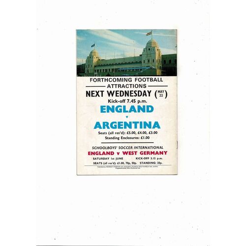 1974 England v Northern Ireland Football Programme