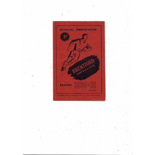 1950/51 Brentford v Bury Football Programme
