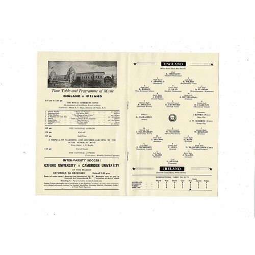 1961 England v Northern Ireland Football Programme