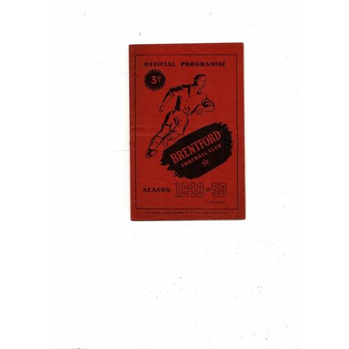 1949/50 Brentford v Bury Football Programme