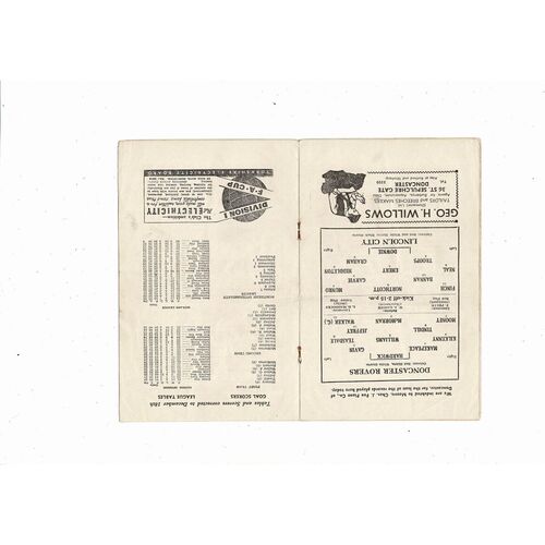 1955/56 Doncaster Rovers v Lincoln City Football Programme