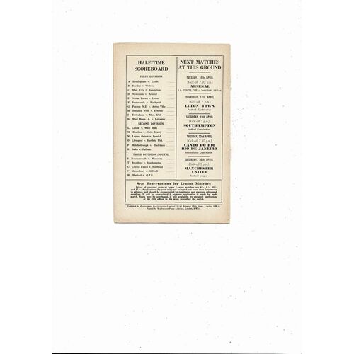 1957/58 Chelsea v Bolton Wanderers Football Programme
