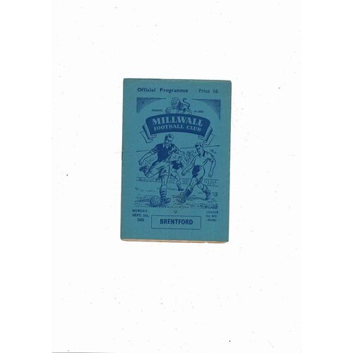 1955/56 Millwall v Brentford Football Programme