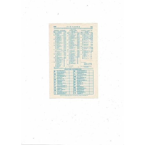 Manchester City v Stoke City Central League Football Programme 1960/61