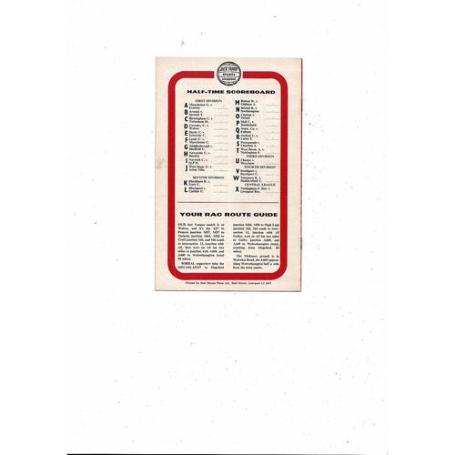 1975/76 Liverpool v Stoke City Football Programme