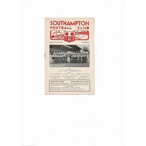 1957/58 Southampton v Brentford Football Programme