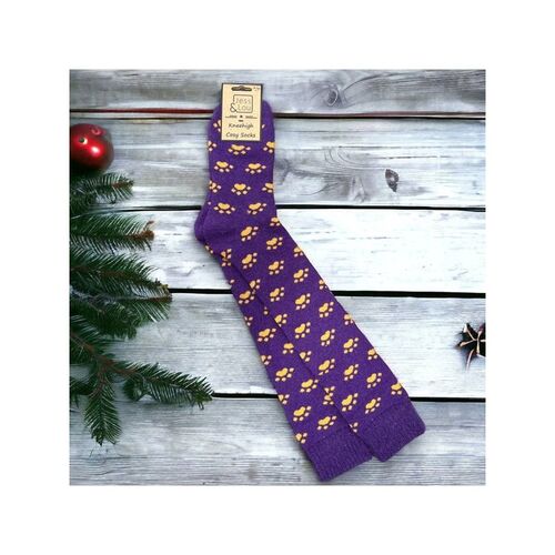 Jess & Lou Knee High/Welly Purple Paw