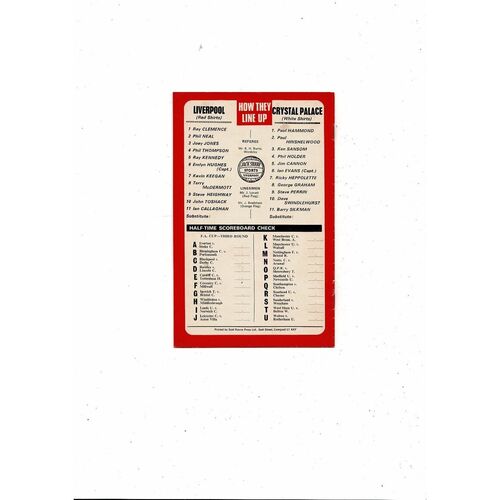 1976/77 Liverpool v Crystal Palace FA Cup Football Programme