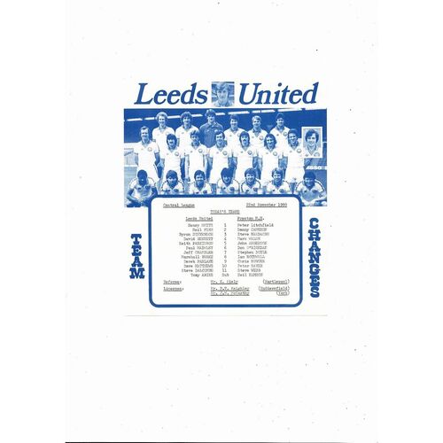 Leeds United v Preston Central League Football Programme 1980/81