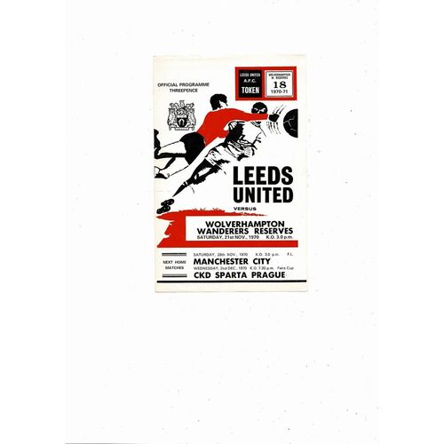 Leeds United v Wolves Central League Football Programme 1970/71