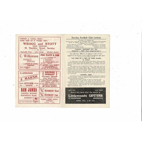 1955/56 Barnsley v Port Vale Football Programme