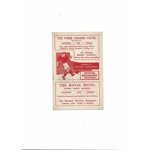 1954/55 Barnsley v Rochdale Football Programme