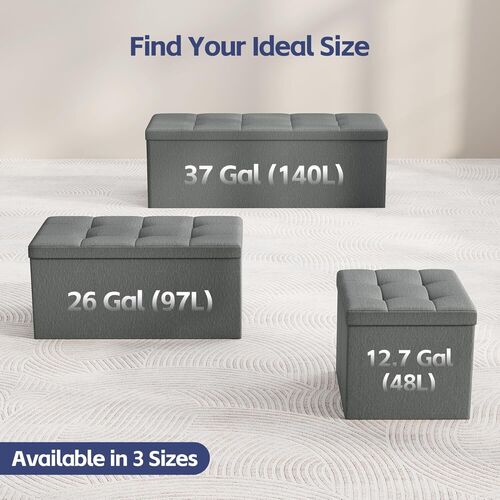 mcc direct Foldable Storage Ottoman, Small Footrest Cube, Storage Bench with Lid, 1 Storage Box for Bedroom & Living Room, 36 cm