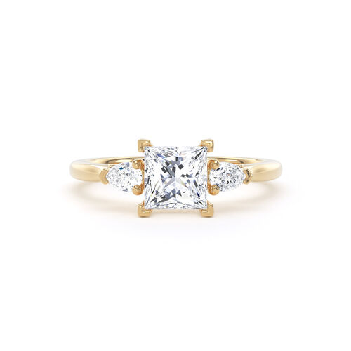 Princess and pear diamond trilogy ring