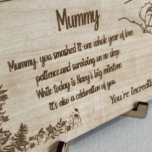 Personalised Mum Keepsake – Engraved 1st Birthday Milestone Gift | SeLntimental Plaque for New Mums