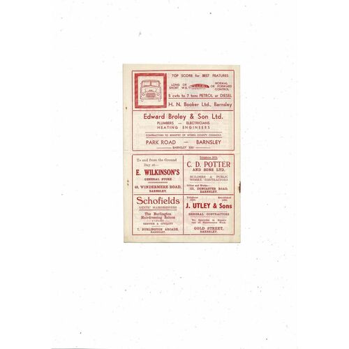 1957/58 Barnsley v Charlton Athletic Football Programme