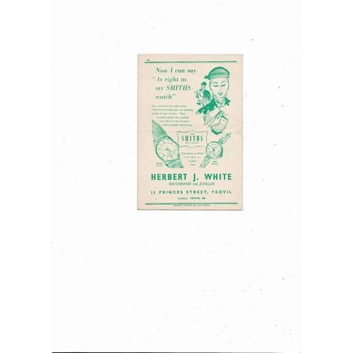 1955/56 Yeovil Town v Dartford Southern League Football Programme