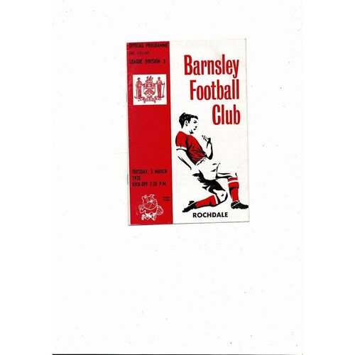 1969/70 Barnsley v Rochdale Football Programme
