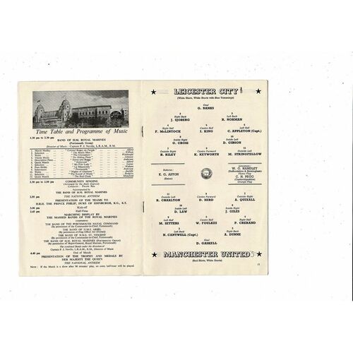 1963 Leicester City v Manchester United FA Cup Final Football Programme