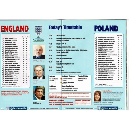 1999 England v Poland Football Programme