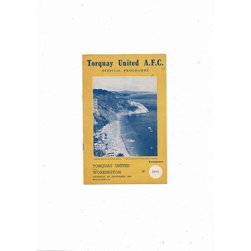 1958/59 Torquay United v Workington Football Programme