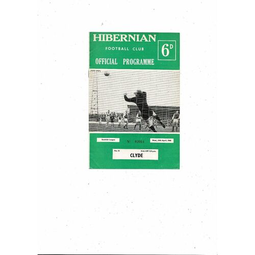 1967/68 Hibernian v Clyde Football Programme