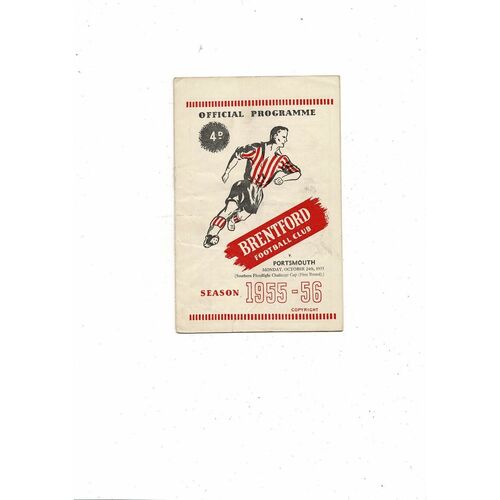 1955/56 Brentford v Portsmouth Southern Floodlight Cup Football Programme