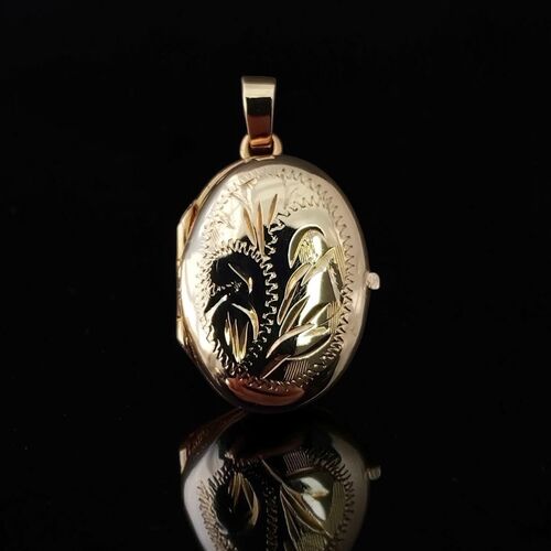 Traditional engraved floral locket
