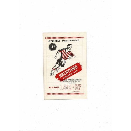 Brentford v Queens Park Rangers Friendly Football Programme 1956/57