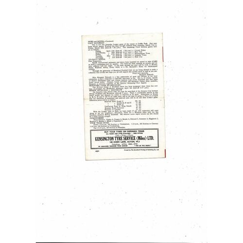 1961/62 Brentford v Barnsley Football Programme