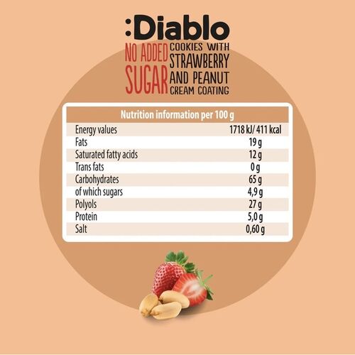Diablo Diabetic No Added Sugar Strawberry & Peanut Cream Coating 100g