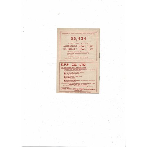 1960/61 Aldershot v Barrow Football Programme