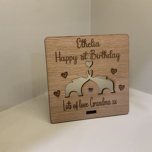 Wooden 1st birthday Card