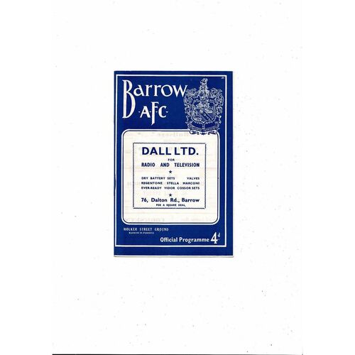 1961/62 Barrow v Darlington Football Programme Dec