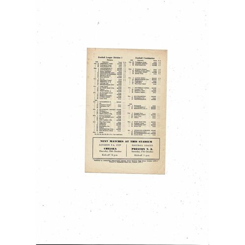 Arsenal v Grasshoppers Friendly Football Programme 1959/60