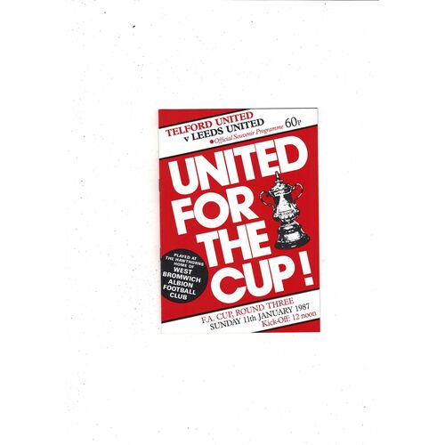 Telford United v Leeds United FA Cup Football Programme 1986/87 @ WBA