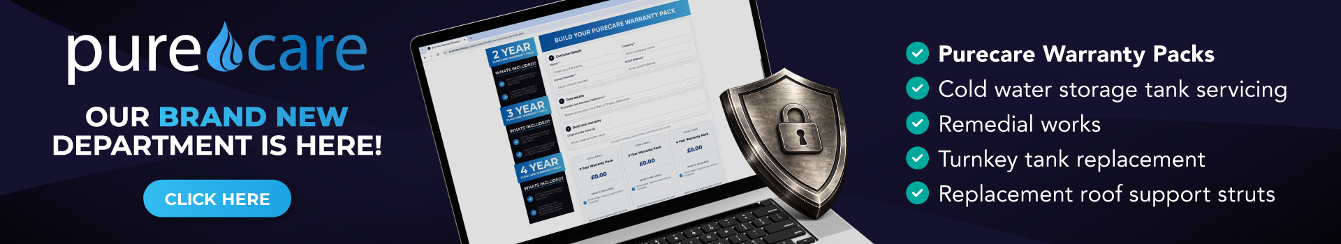 Purecare, aftercare services, warranty packs, remedial works, turnkey projects, roof support strut installation