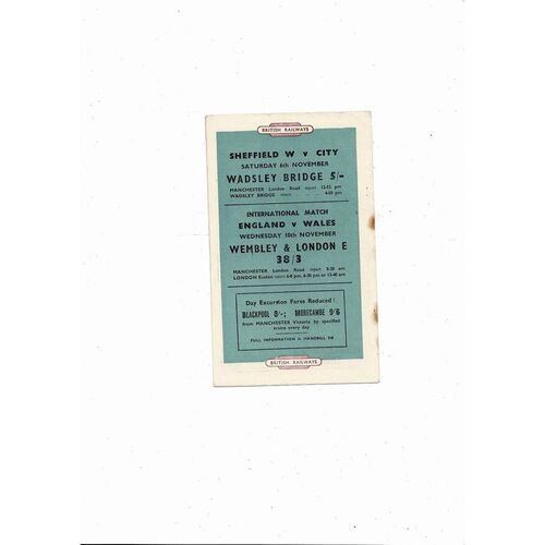 1954/55 Manchester City v Huddersfield Town Football Programme