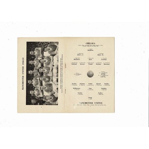 1958/59 Chelsea v Manchester United Football Programme