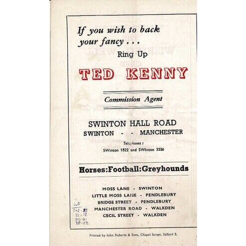 1967 St. Helens v Warrington (02/12/1967) Lancashire County Challenge Cup Final Replay Rugby League Programme