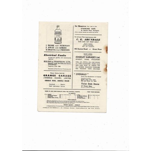 1955/56 Stockport County v Bradford City Football Programme