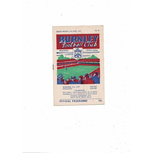 1953/54 Burnley v Bolton Wanderers Football Programme