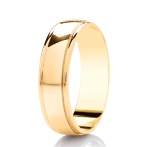 Highly polished court profile ring with parallel grooves