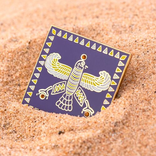 Badge. The Persian Falcon. Purple with 3 Yellow Stones.