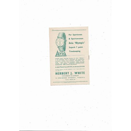 Yeovil Town v Southend United FA Cup Replay Football Programme 1958/59