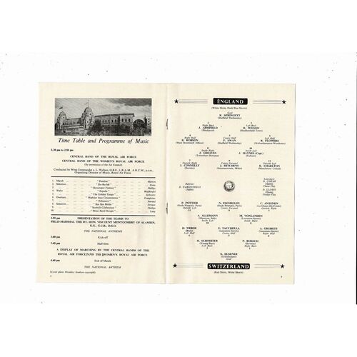 1962 England v Switzerland Football Programme