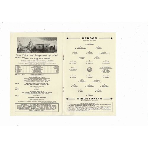1960 Hendon v Kingstonian Amateur Cup Final Football Programme