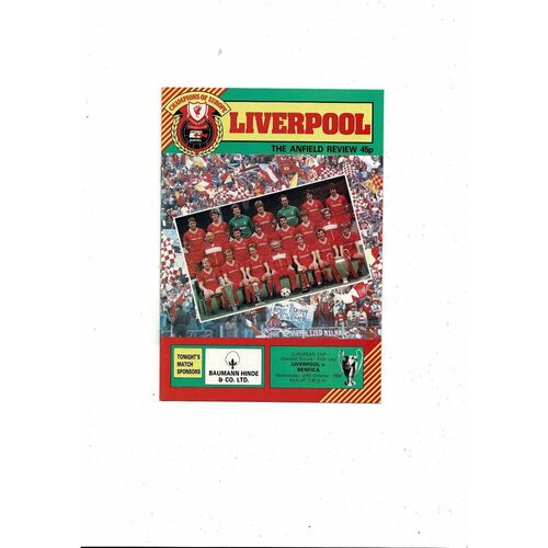 Liverpool v Benfica European Cup Football Programme 1984/85