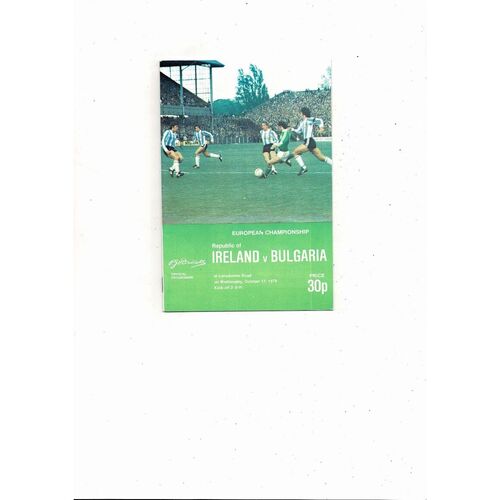 1979 Republic of Ireland v Bulgaria Football Programme
